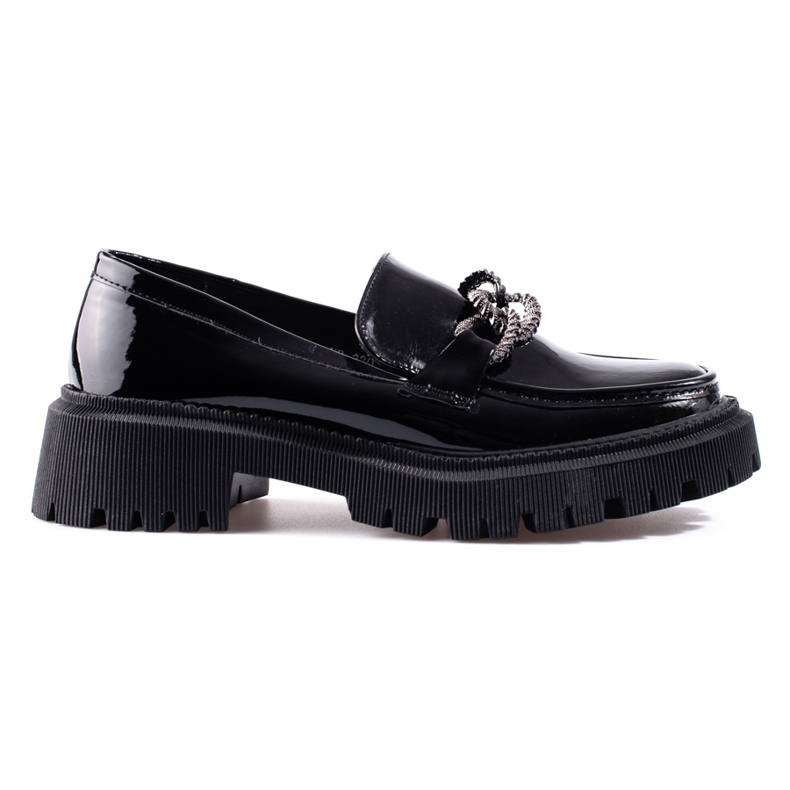 Shelovet women's black platform loafers