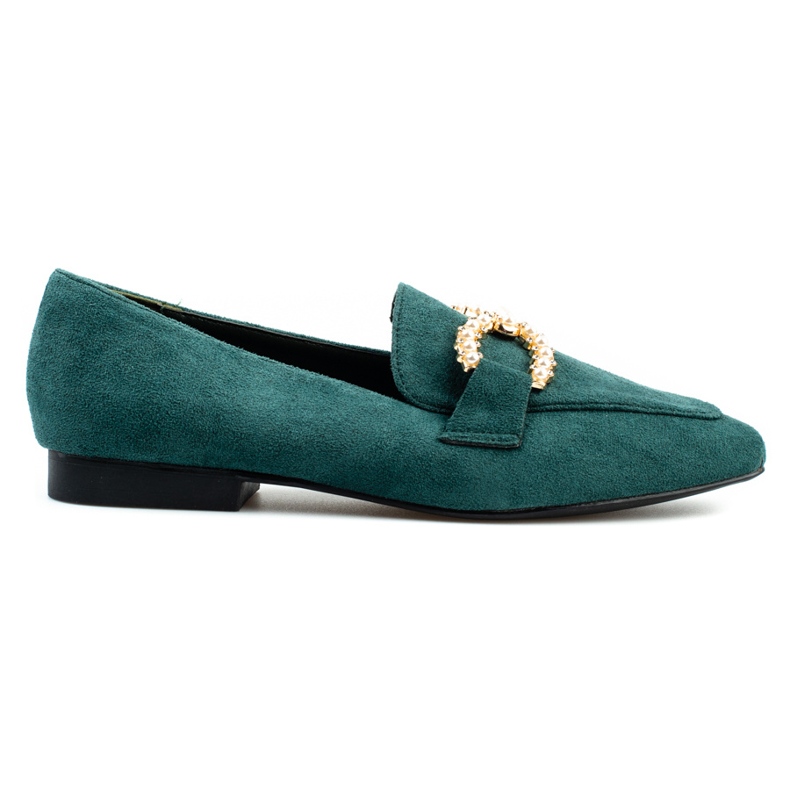 Women's Shelovet green loafers with decoration