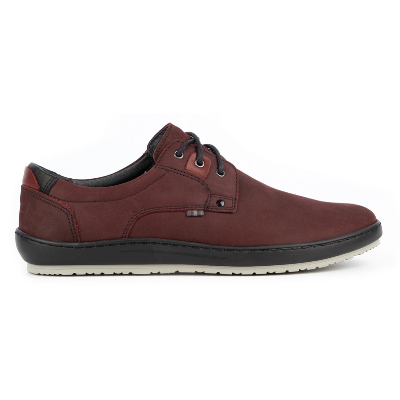 Kampol Men's casual leather shoes 24KAM burgundy red