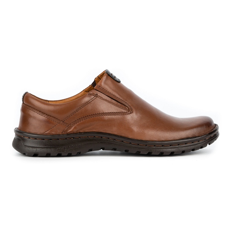 Kampol Men's leather slip-on shoes 12KAM light brown