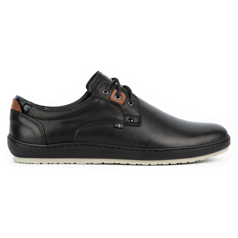 Kampol Men's casual leather shoes 24KAM black