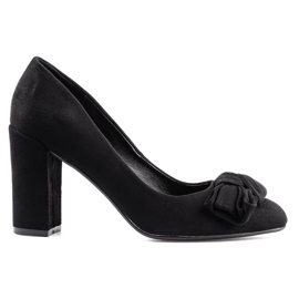 Shelovet women's pumps on a post with a bow black