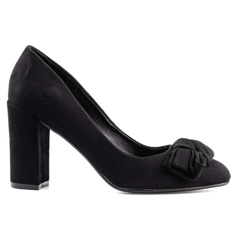 Shelovet women's pumps on a post with a bow black