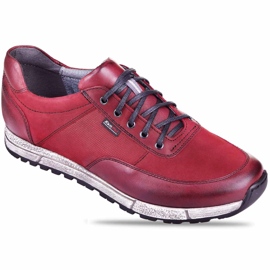 Kampol Men's casual leather shoes 31/34 maroon red