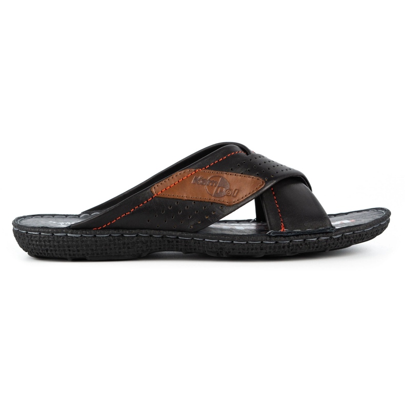Kampol Men's leather slippers 216KAM black Kampol Men's leather slippers 216KAM black