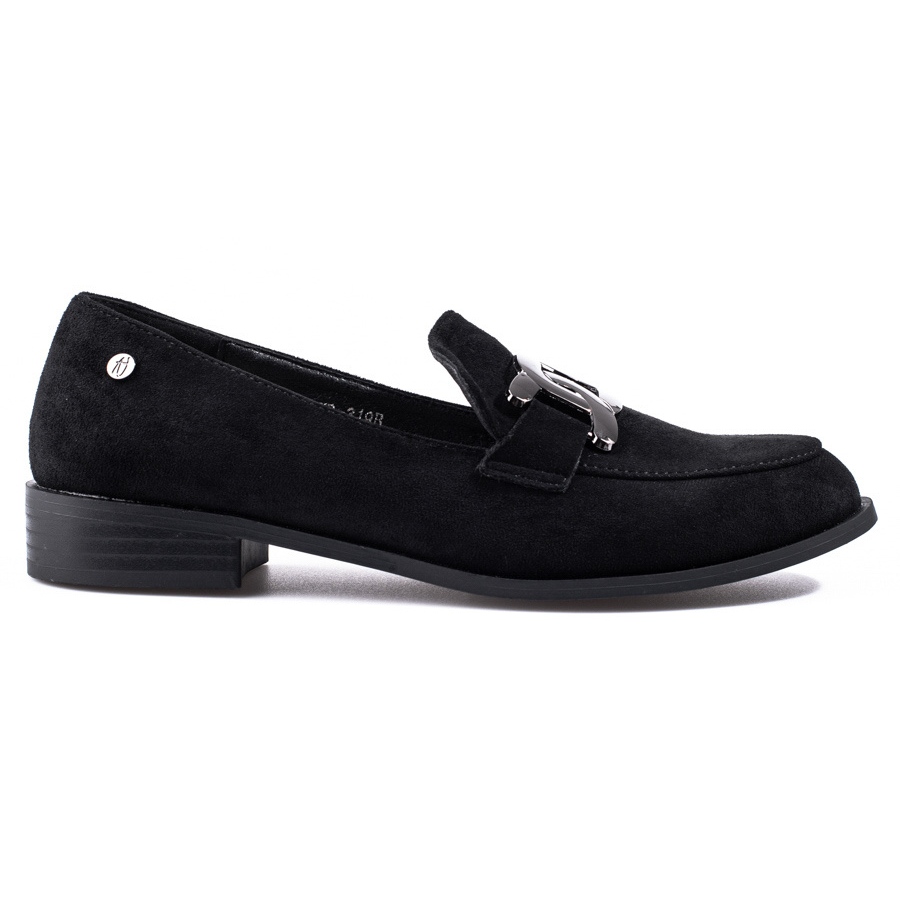 Ladies black suede loafers