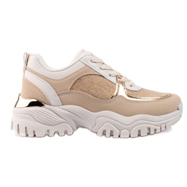 Women's beige sneakers on the Shelovet platform