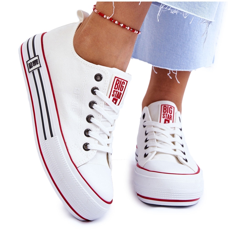 Women's Fabric Platform Sneakers Big Star LL274180 White Women's Fabric Platform Sneakers Big Star LL274180 White