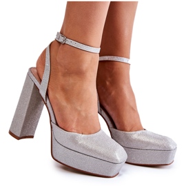 Women's glitter sandals on the silver post