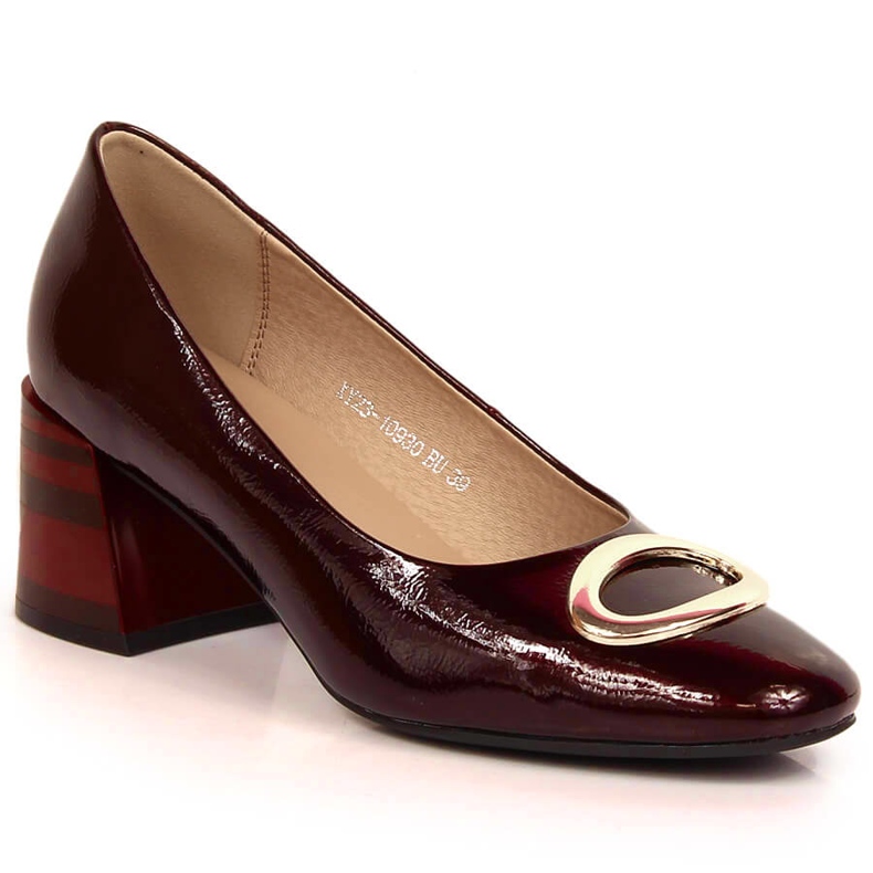 Vinceza 10930 patent leather heel pumps red