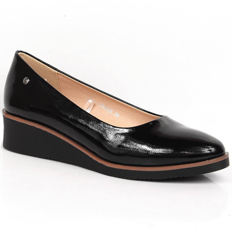 Women's black lacquered wedge shoes Vinceza 10865