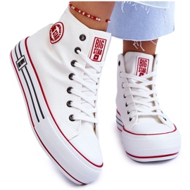 Women's High Textile Platform Sneakers Big Star LL274185 White Women's High Textile Platform Sneakers Big Star LL274185 White