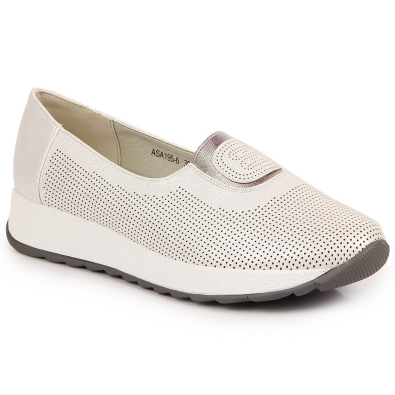 Jezzi silver slip-on shoes with an elastic band on the platform