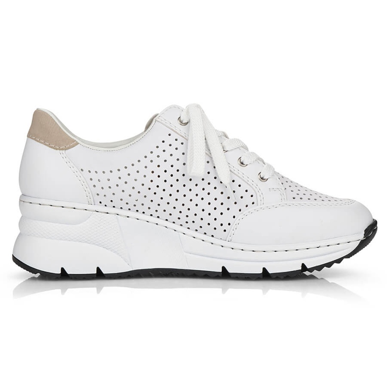 Rieker N6304-80 white leather wedge shoes