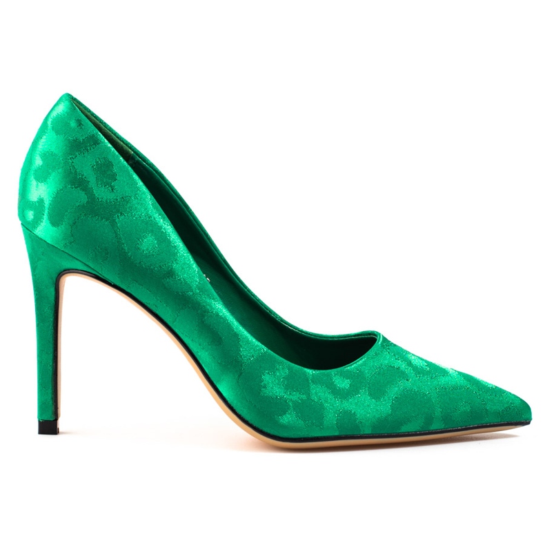 Shelovet women's high heels in green leopard pattern