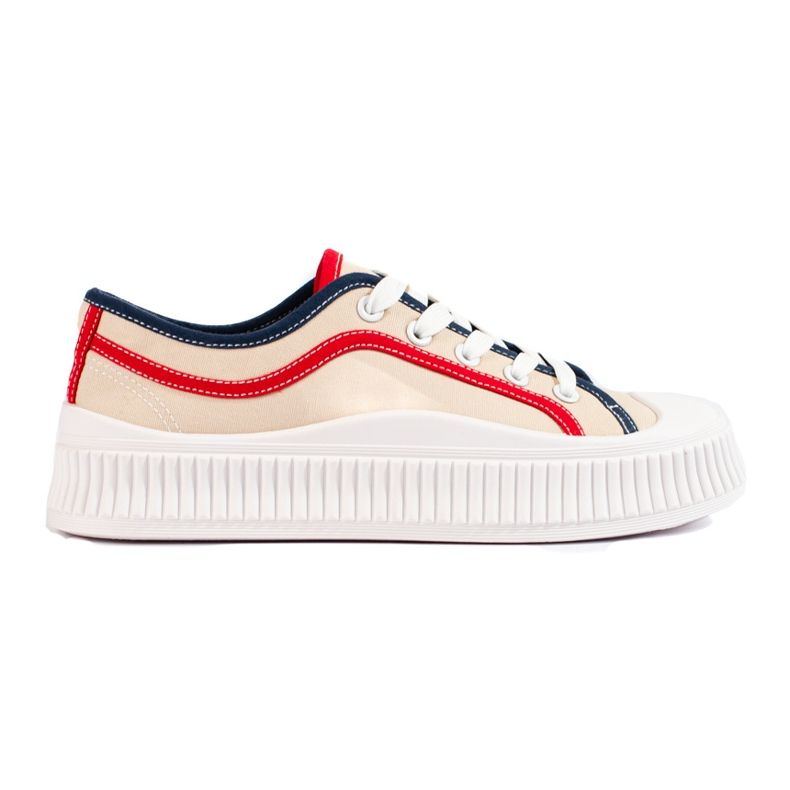 Shelovet women's low platform sneakers beige
