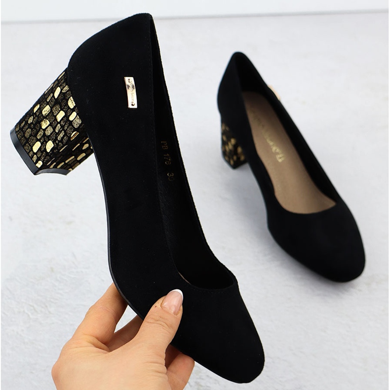 Women's black suede high heel pumps Sergio Leone PB178