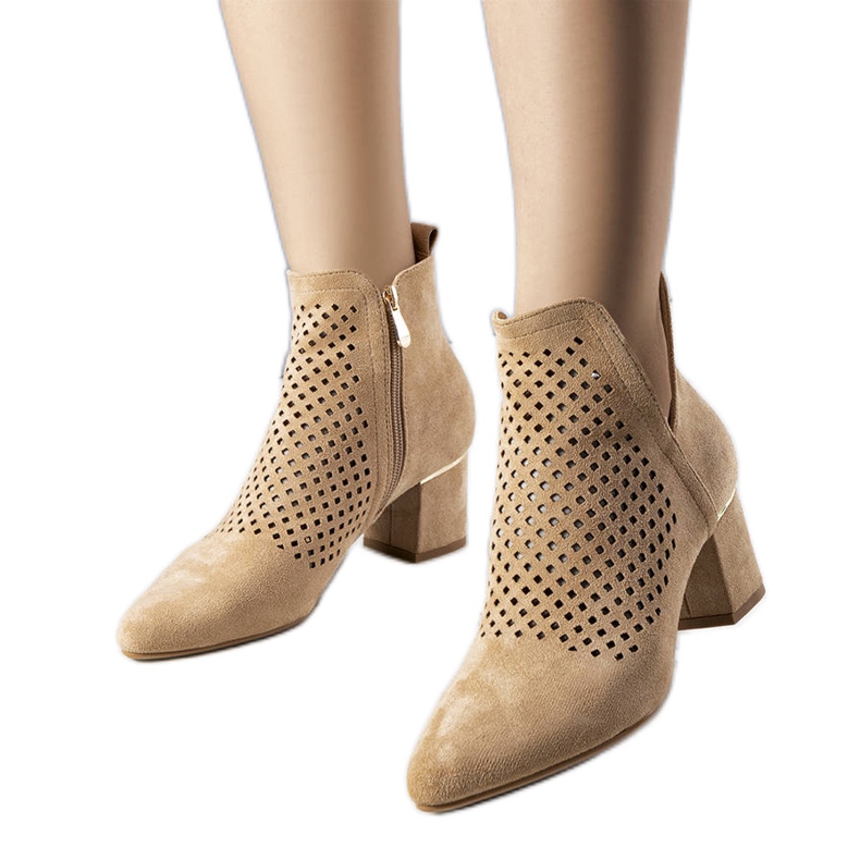 BM Beige openwork ankle boots from Bernadette