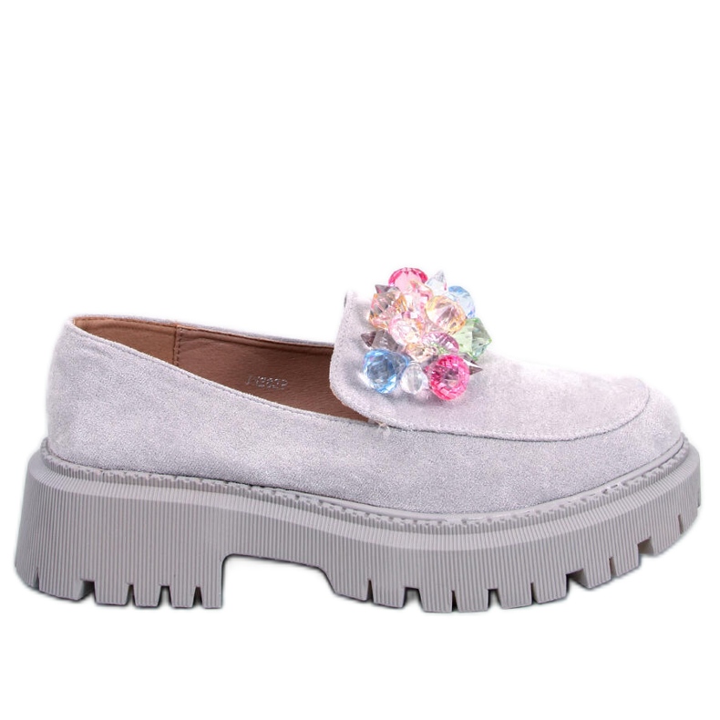 PA1 Stefani Gray beaded platform loafers grey