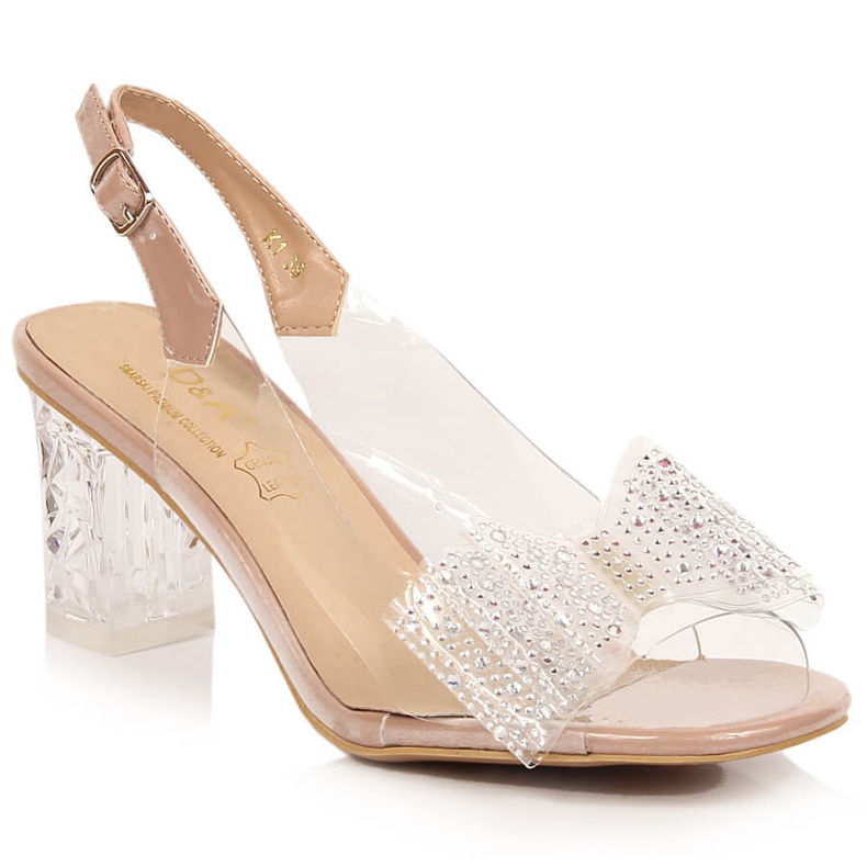 Women's transparent sandals with zircons pink D&amp;A MR-K1