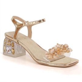Women's transparent sandals with golden stones D&amp;A MR-B1