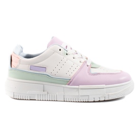 Women's sneakers Shelovet pastel white multicolored