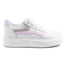 Comfortable Shelovet women's sports shoes white violet pink grey