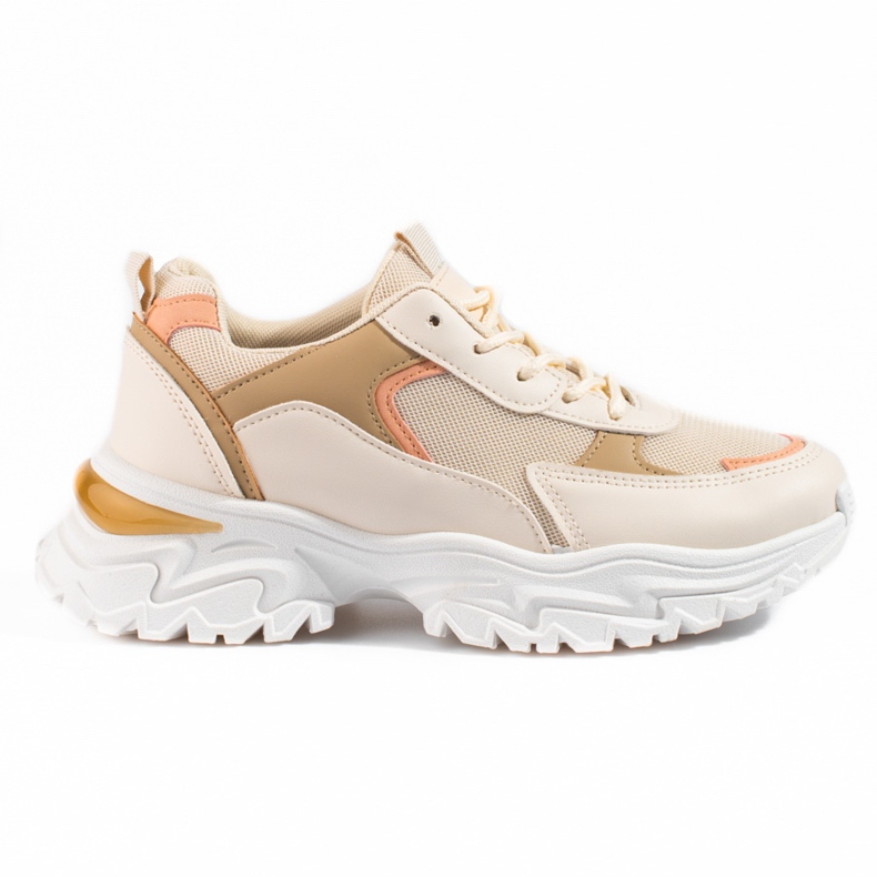 Women's beige Shelovet platform sneakers orange