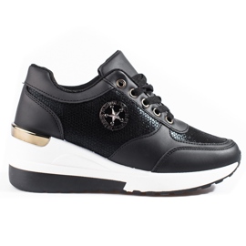 Black Shelovet women's wedge sneakers