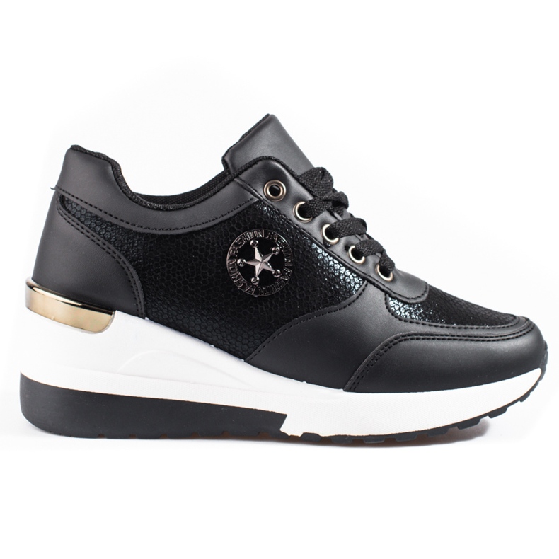 Black Shelovet women's wedge sneakers