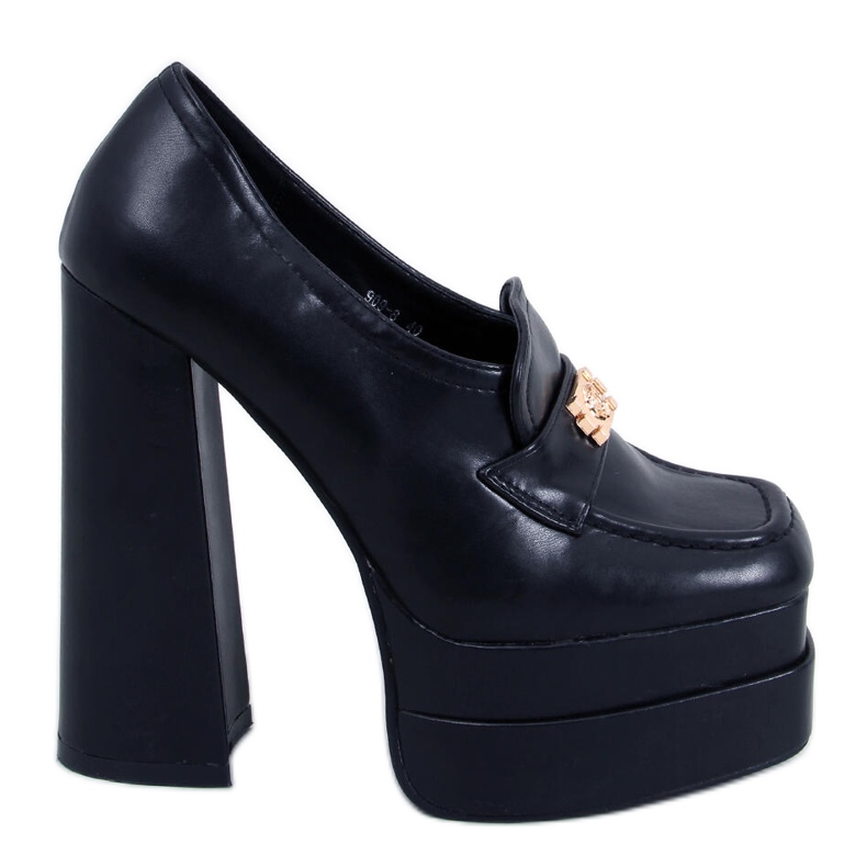 Ambra Black heeled loafers