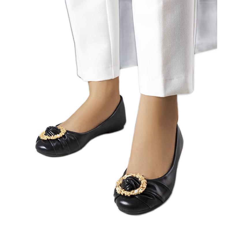 Black ballerinas with gold embellishment from Antoinette Black ballerinas with gold embellishment from Antoinette