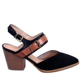 BM Chiatti Black Open Heel Pumps