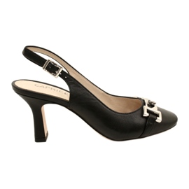 Women's leather sandals with decoration Caprice 9-29626-20 022 Black NAPPA