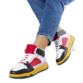 Black and red high top sneakers from Elizabeth white