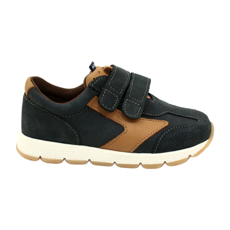 Leather Casual Shoes Mazurek 1362 Velcro Navy Blue-Brown Leather Casual Shoes Mazurek 1362 Velcro Navy Blue-Brown