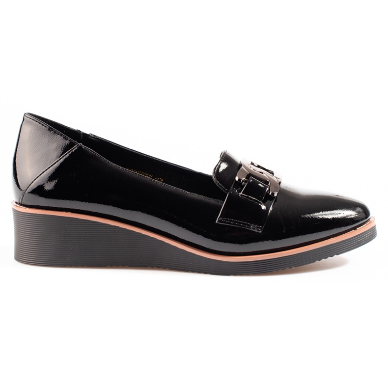 W. Potocki Women's lacquered shoes with a low wedge from Potocki black