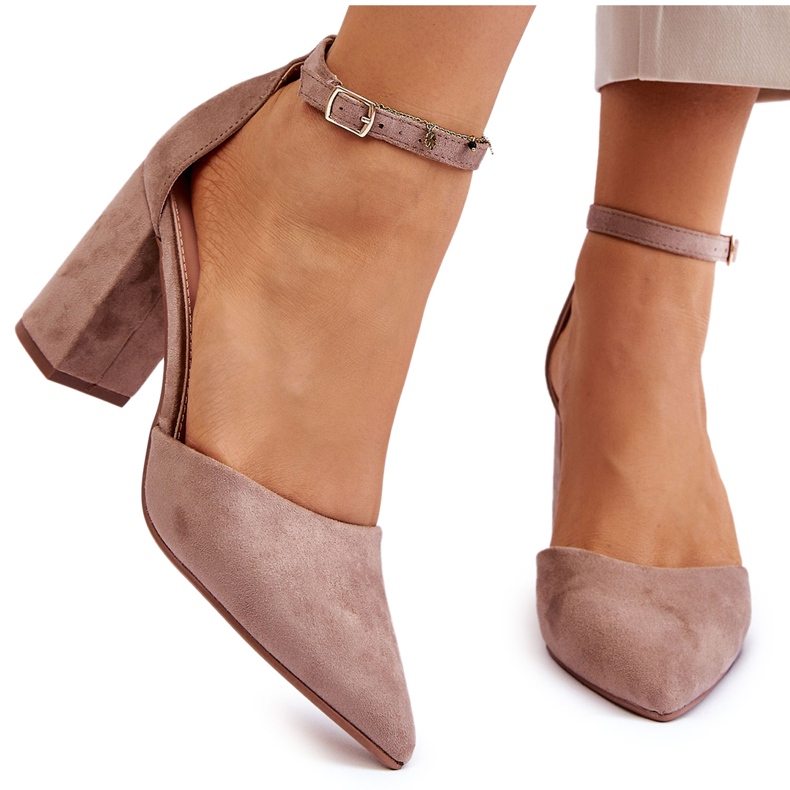 Dark Beige Lexie Suede Heel Pumps