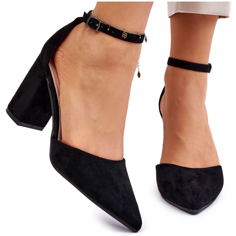 Black Lexie Suede Heel Pumps