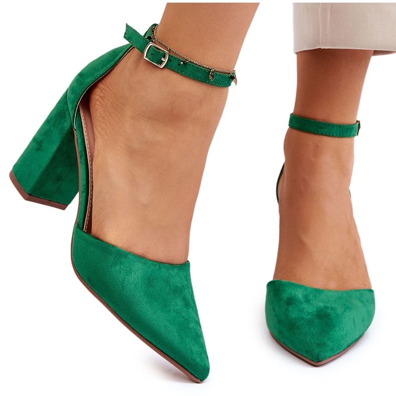 PS1 Suede Heel Pumps Green Lexie