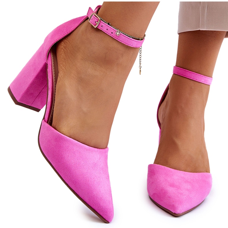 Pink Lexie Suede Heel Pumps