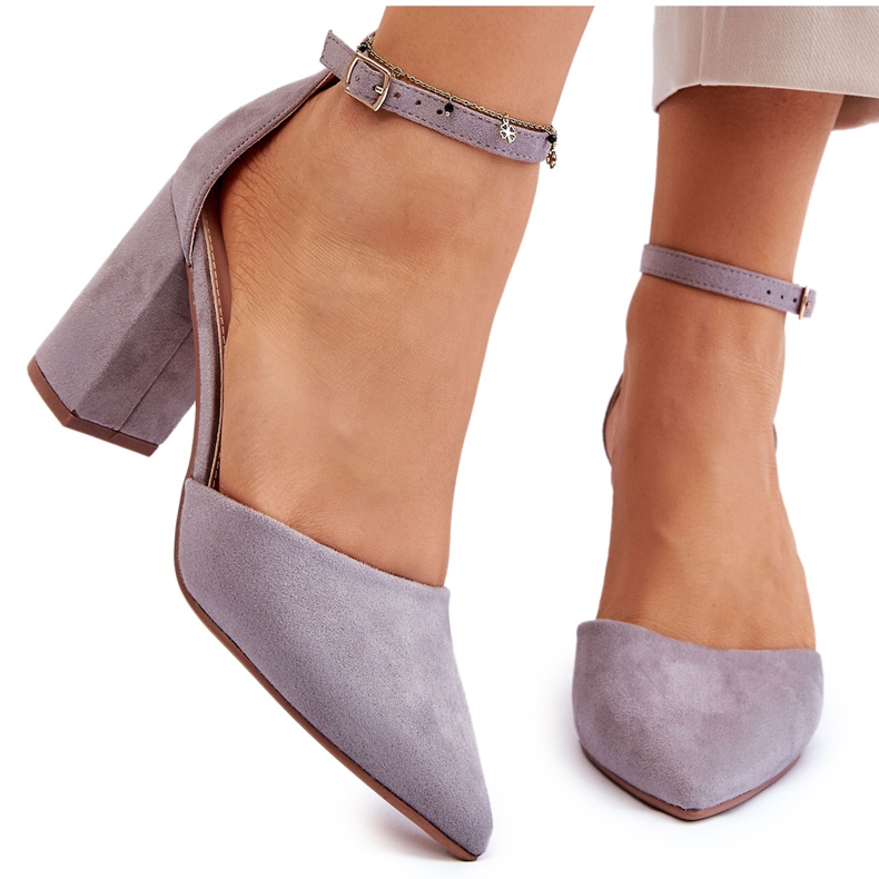 PS1 Suede Heel Pumps Gray Lexie grey