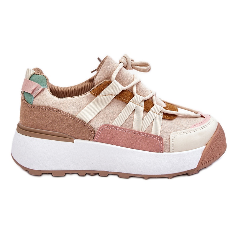 PS1 Women's Suede Platform Sneakers Beige-Brown Rohan