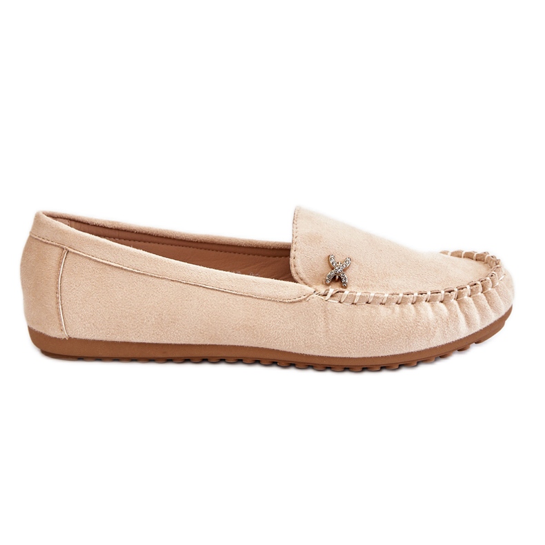 PS1 Women's Suede Loafers With Beige Leah Embellishments