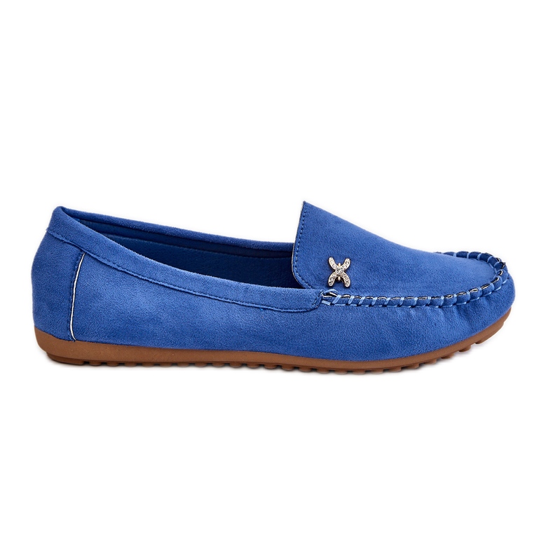 PS1 Women's Suede Loafers With Blue Leah Embellishment