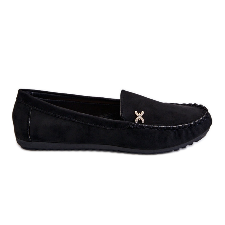 Women's Suede Loafers With Black Leah Embellishment
