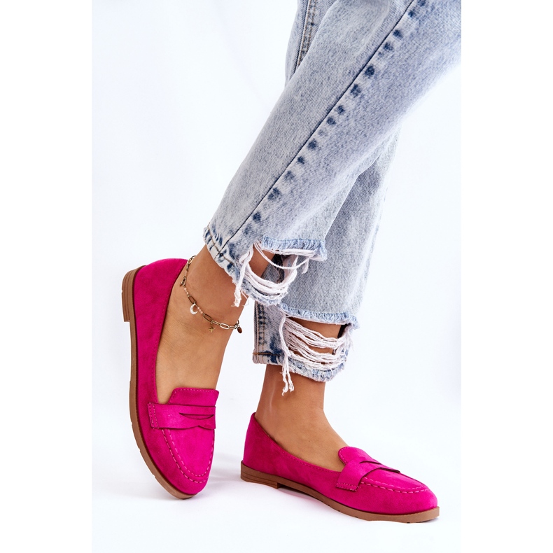 PS1 Comfortable Suede Women's Loafers Fuchsia Lucca pink