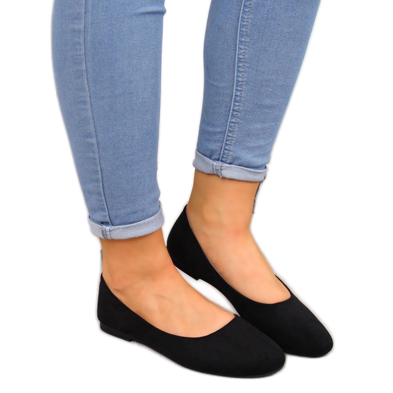 Women's black suede ballerinas eVento 9BL02-1031