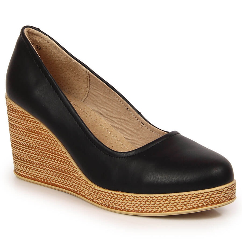 Black leather wedge pumps Filippo DP3521