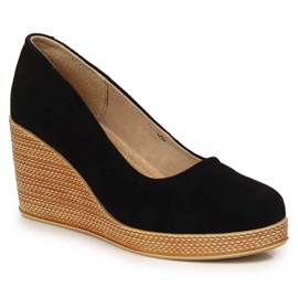 Leather wedge pumps black Suede Filippo DP3521